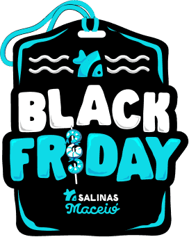 Selo etiqueta contendo texto 'Black Friday' e logo do Salinas Maceió